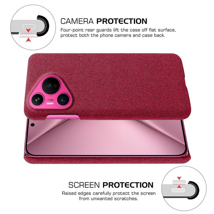 For Huawei Pura 70 Case Anti-Drop Cloth+PC Slim Phone Cover - Red