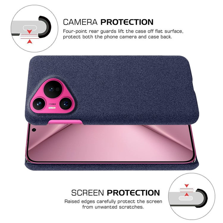 For Huawei Pura 70 Case Anti-Drop Cloth+PC Slim Phone Cover - Blue