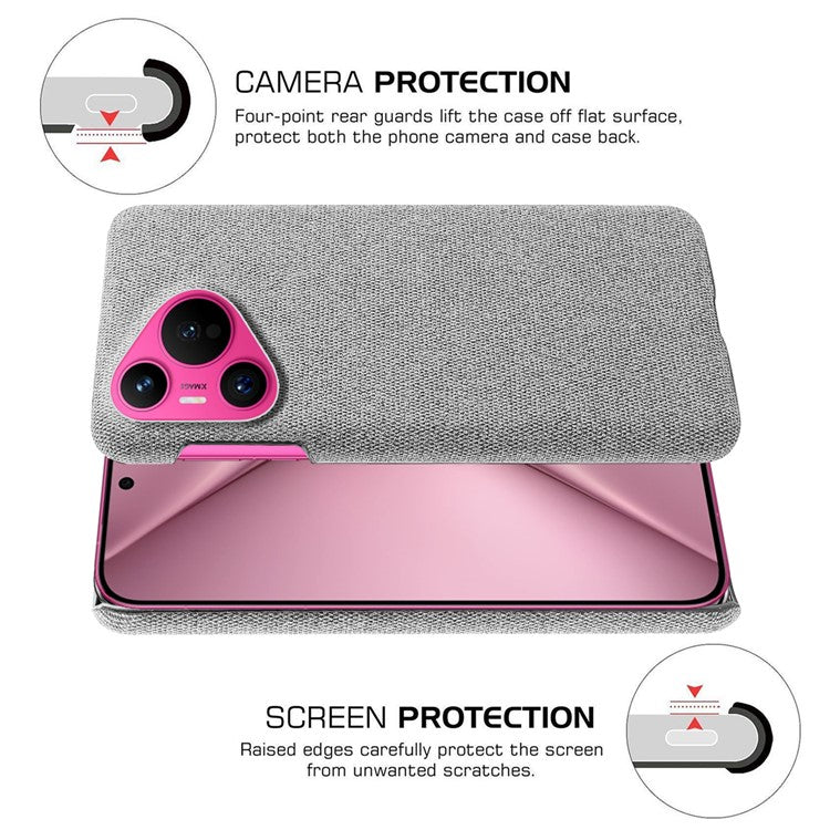 For Huawei Pura 70 Case Anti-Drop Cloth+PC Slim Phone Cover - Light Grey