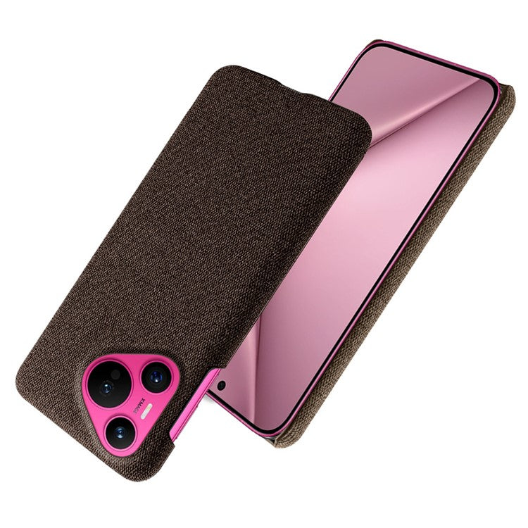 For Huawei Pura 70 Case Anti-Drop Cloth+PC Slim Phone Cover - Brown