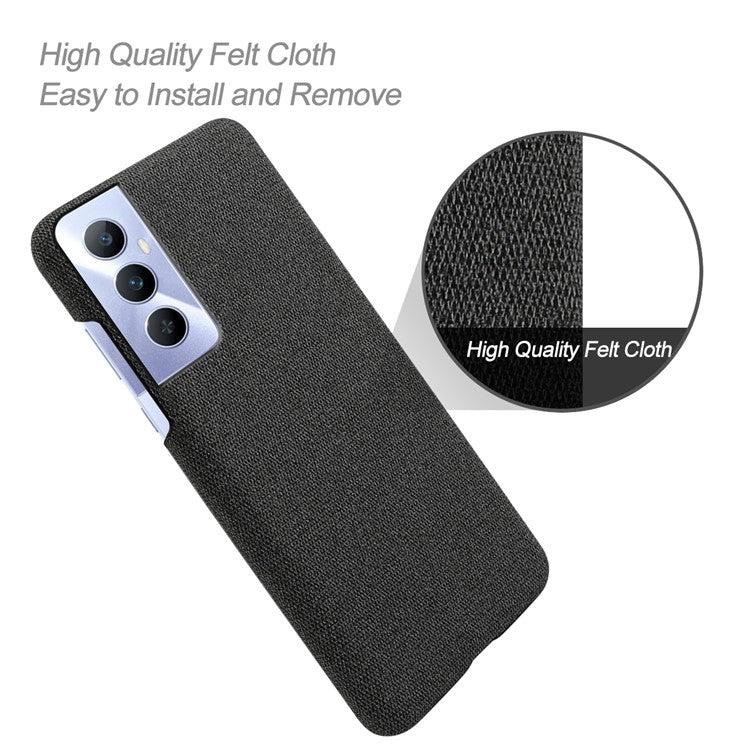 For Realme C65 4G Case Cloth + PC Phone Cover Anti-Fingerprint - Black