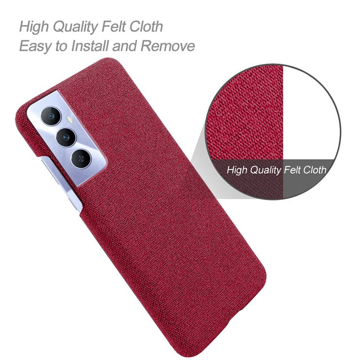 For Realme C65 4G Case Cloth + PC Phone Cover Anti-Fingerprint - Red
