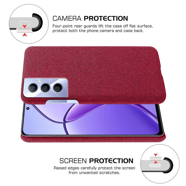 For Realme C65 4G Case Cloth + PC Phone Cover Anti-Fingerprint - Red