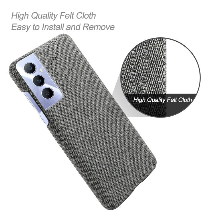For Realme C65 4G Case Cloth + PC Phone Cover Anti-Fingerprint - Grey