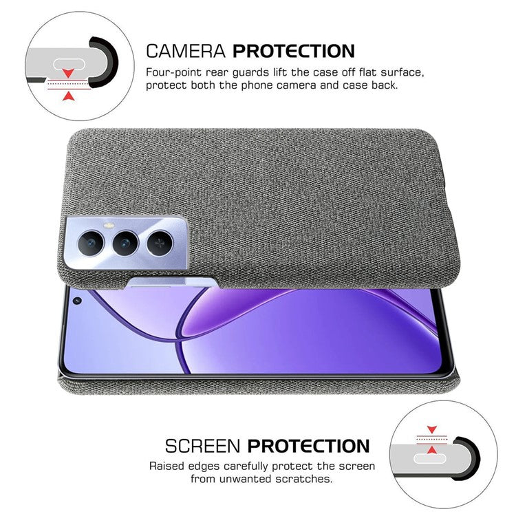 For Realme C65 4G Case Cloth + PC Phone Cover Anti-Fingerprint - Grey
