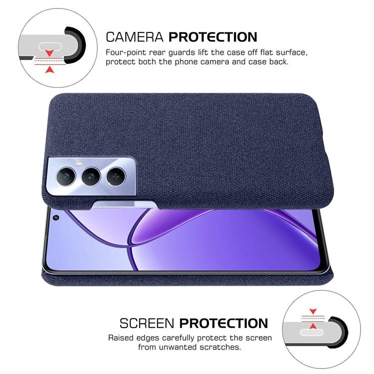For Realme C65 4G Case Cloth + PC Phone Cover Anti-Fingerprint - Blue