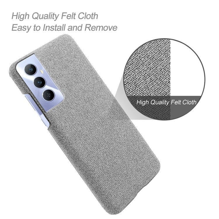 For Realme C65 4G Case Cloth + PC Phone Cover Anti-Fingerprint - Light Grey