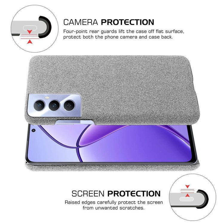 For Realme C65 4G Case Cloth + PC Phone Cover Anti-Fingerprint - Light Grey