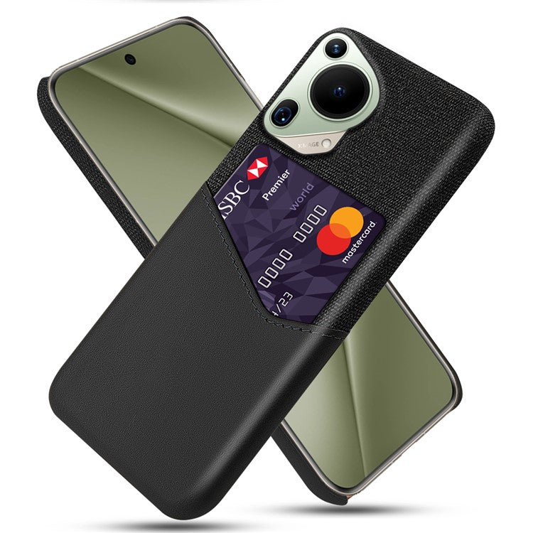 For Huawei Pura 70 Ultra Case Card Slot Cloth Texture PC Phone Cover - Black