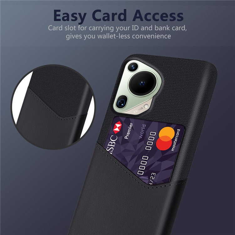 For Huawei Pura 70 Ultra Case Card Slot Cloth Texture PC Phone Cover - Black