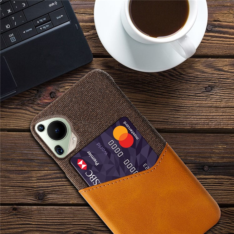 For Huawei Pura 70 Ultra Case Card Slot Cloth Texture PC Phone Cover - Orange