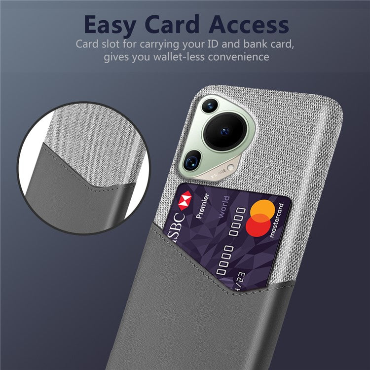 For Huawei Pura 70 Ultra Case Card Slot Cloth Texture PC Phone Cover - Grey