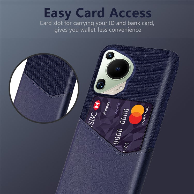 For Huawei Pura 70 Ultra Case Card Slot Cloth Texture PC Phone Cover - Blue