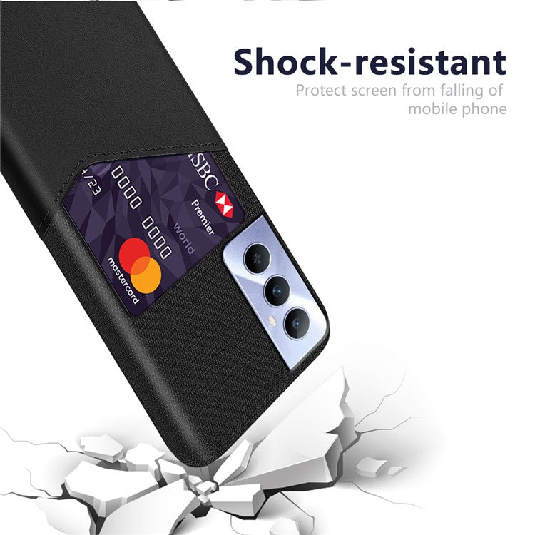 For Realme C65 4G Case Card Slot PU Leather+PC Hard Phone Cover - Black