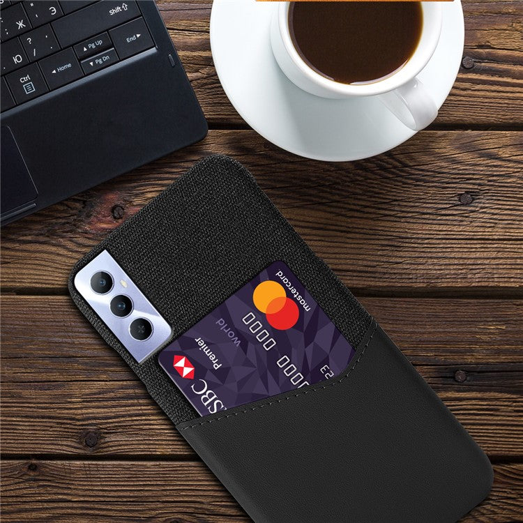 For Realme C65 4G Case Card Slot PU Leather+PC Hard Phone Cover - Black