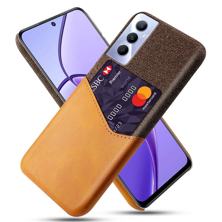 For Realme C65 4G Case Card Slot PU Leather+PC Hard Phone Cover - Orange