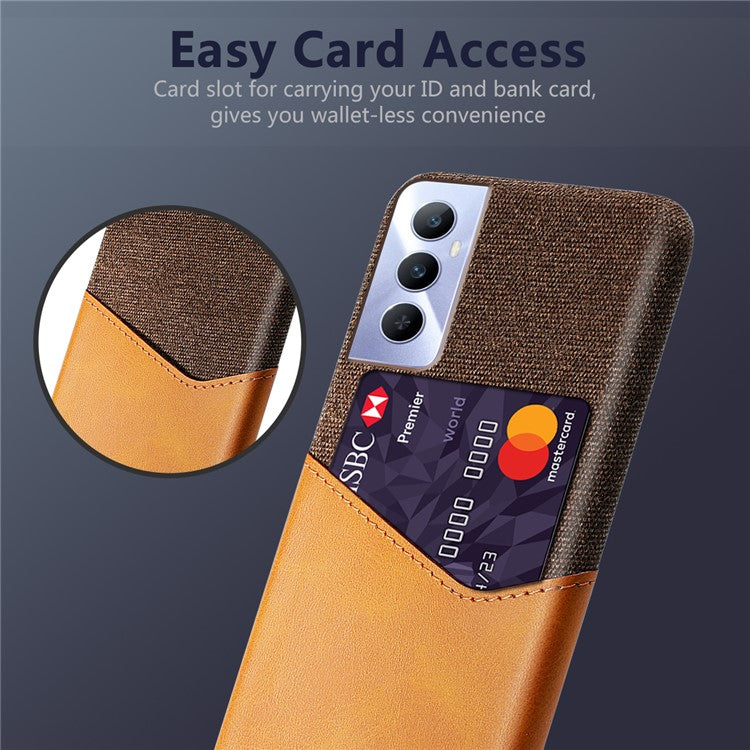 For Realme C65 4G Case Card Slot PU Leather+PC Hard Phone Cover - Orange