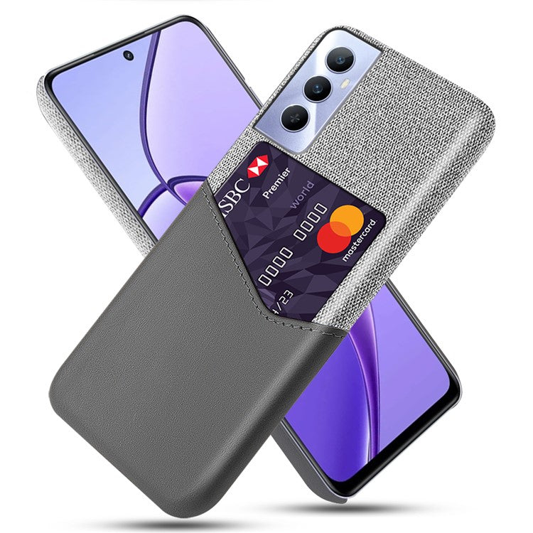 For Realme C65 4G Case Card Slot PU Leather+PC Hard Phone Cover - Grey