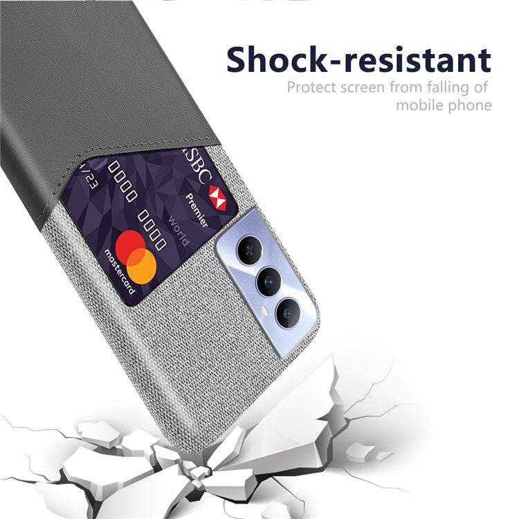 For Realme C65 4G Case Card Slot PU Leather+PC Hard Phone Cover - Grey