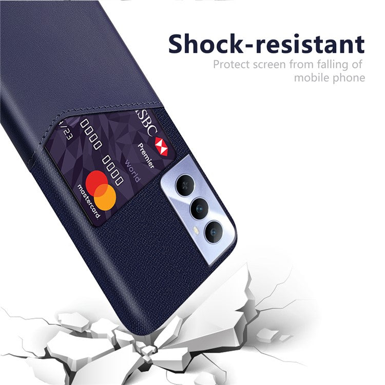 For Realme C65 4G Case Card Slot PU Leather+PC Hard Phone Cover - Blue