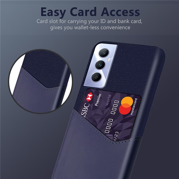 For Realme C65 4G Case Card Slot PU Leather+PC Hard Phone Cover - Blue