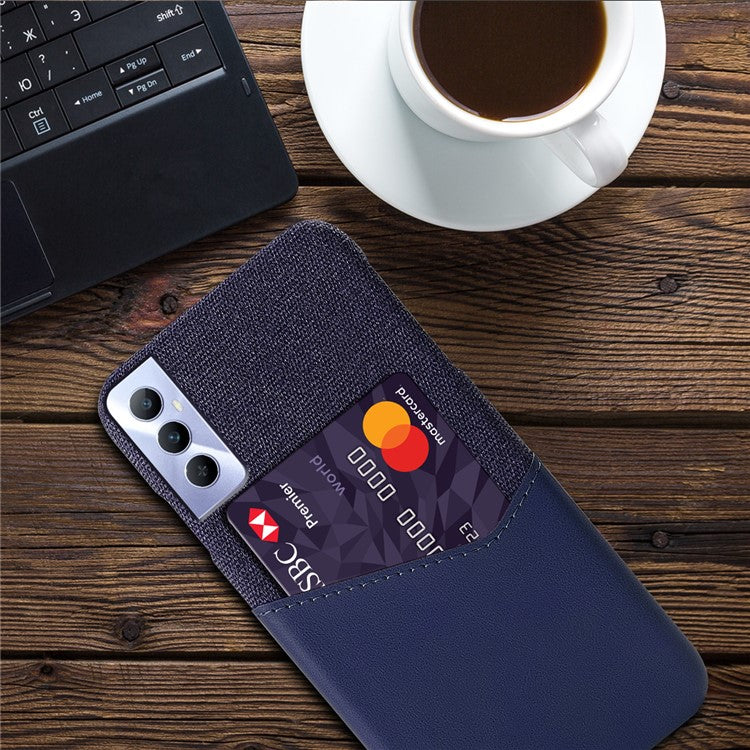 For Realme C65 4G Case Card Slot PU Leather+PC Hard Phone Cover - Blue