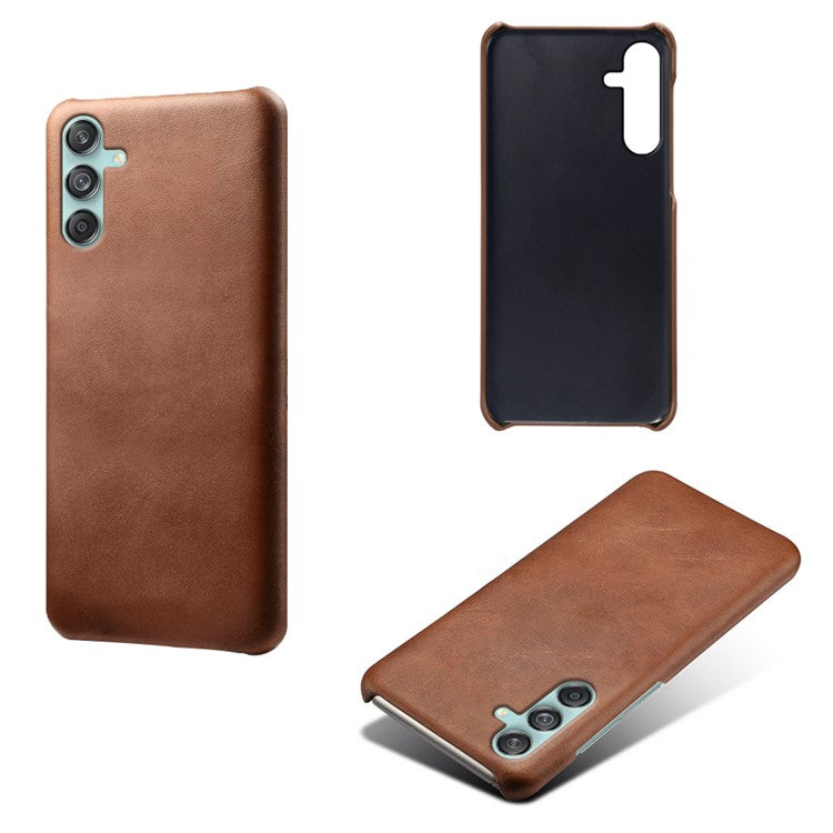 For Samsung Galaxy M55 5G / C55 5G / F55 5G Case PU Leather + Hard PC Phone Cover Calf Texture - Brown