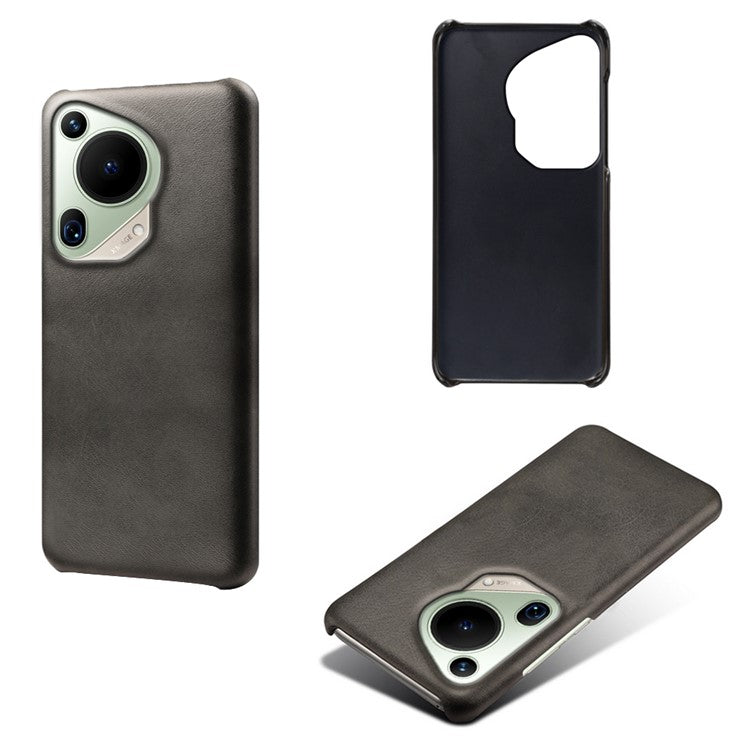 For Huawei Pura 70 Ultra Cases Calf Texture Leather + PC Slim Phone Cover - Black