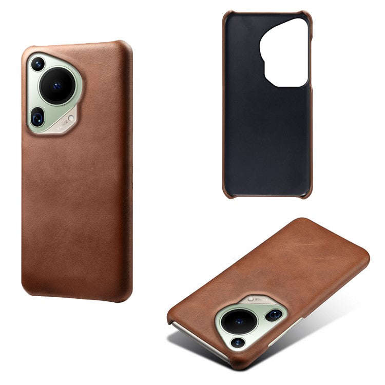 For Huawei Pura 70 Ultra Cases Calf Texture Leather + PC Slim Phone Cover - Brown