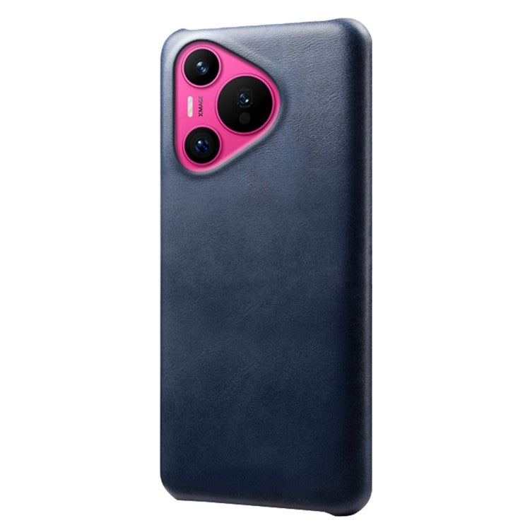 For Huawei Pura 70 Case Calf Texture Leather Coated Hard PC Phone Cover - Blue
