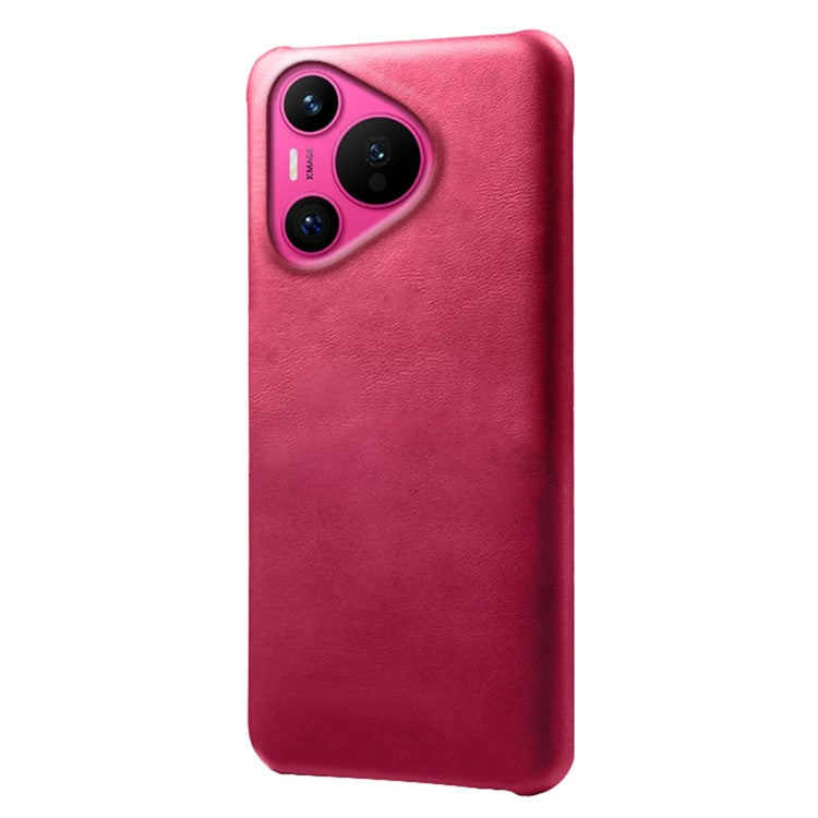 For Huawei Pura 70 Case Calf Texture Leather Coated Hard PC Phone Cover - Rose