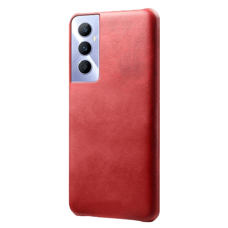 For Realme C65 4G Cases Anti-Drop Leather + PC Phone Cover Calf Texture - Red