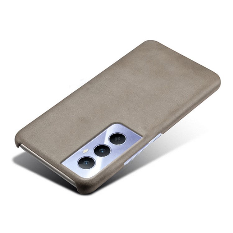 For Realme C65 4G Cases Anti-Drop Leather + PC Phone Cover Calf Texture - Grey
