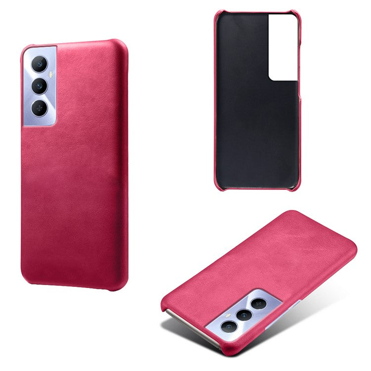 For Realme C65 4G Cases Anti-Drop Leather + PC Phone Cover Calf Texture - Rose