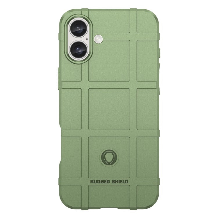 For iPhone 16 Plus Case Soft TPU Phone Cover Square Grid Texture Anti-Slip - Green
