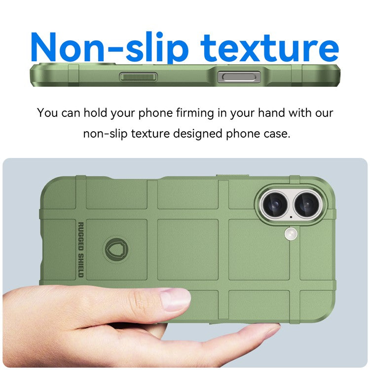 For iPhone 16 Plus Case Soft TPU Phone Cover Square Grid Texture Anti-Slip - Green