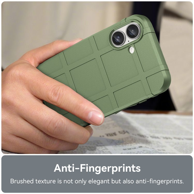 For iPhone 16 Plus Case Soft TPU Phone Cover Square Grid Texture Anti-Slip - Green
