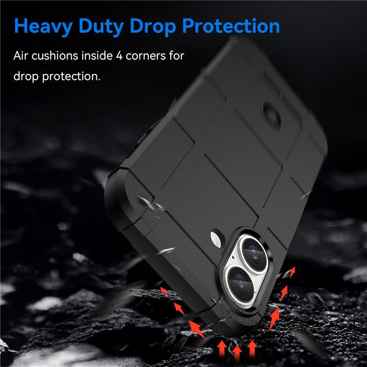 For iPhone 16 Case Square Grid Texture Soft TPU Protective Phone Cover - Black