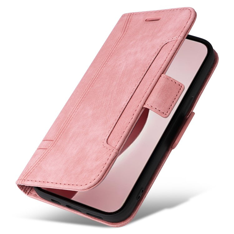 BETOPNICE 001 for iPhone 16 Pro Stand Case Leather Flip Phone Cover - Pink
