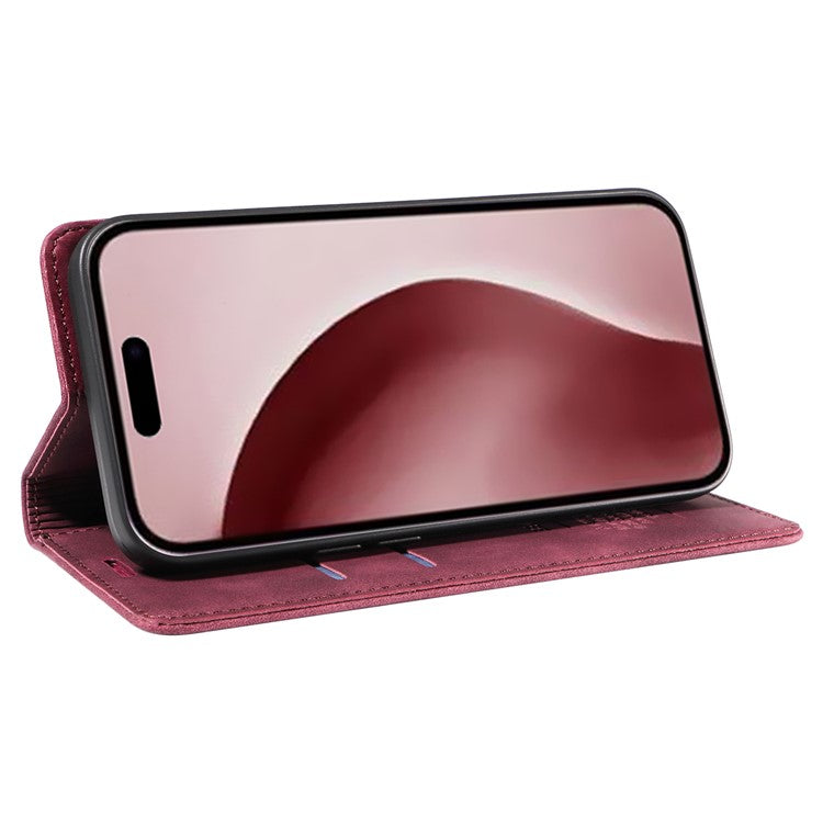 BETOPNICE 003 For iPhone 16 Pro Case Wallet Strong Magnetic Leather Phone Cover - Red