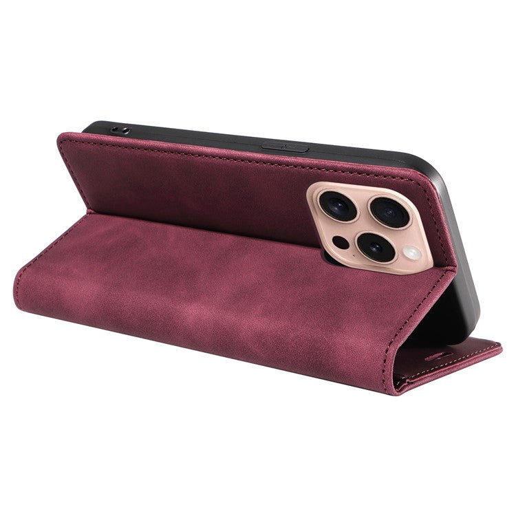 BETOPNICE 003 For iPhone 16 Pro Case Wallet Strong Magnetic Leather Phone Cover - Red