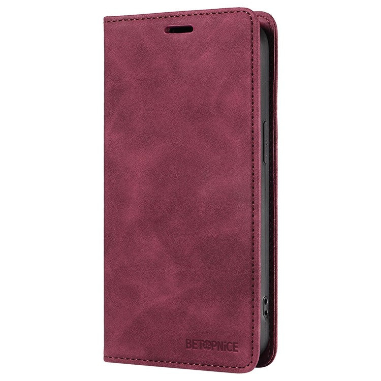 BETOPNICE 003 For iPhone 16 Pro Case Wallet Strong Magnetic Leather Phone Cover - Red