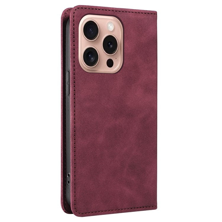 BETOPNICE 003 For iPhone 16 Pro Case Wallet Strong Magnetic Leather Phone Cover - Red