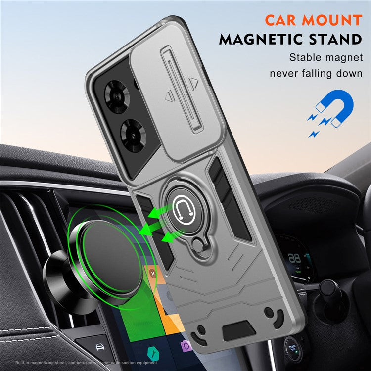 For TECNO Pova 5 4G Camera Protection Case Kickstand PC+TPU Phone Cover - Grey