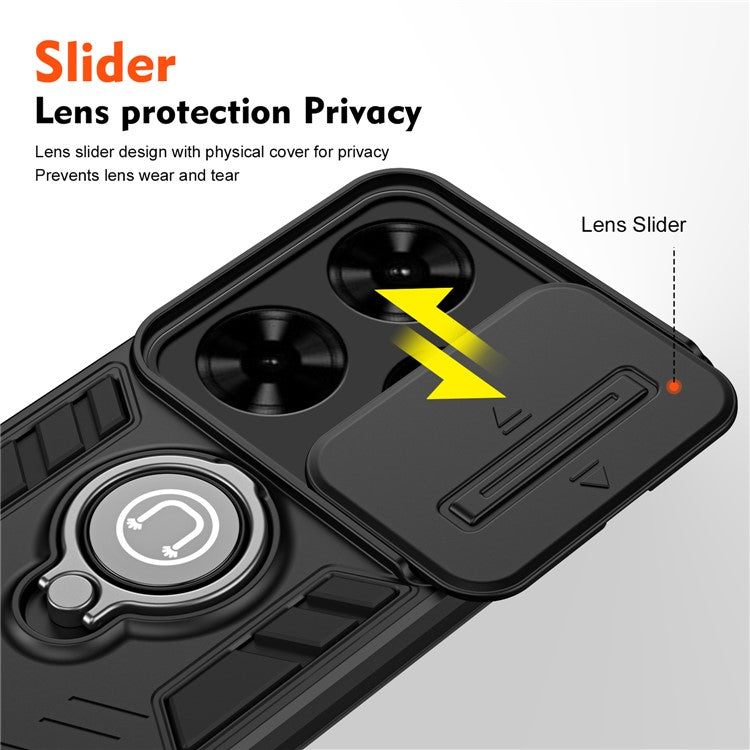 For TECNO Spark Go 2024 4G / Spark 20 / Infinix Smart 8 Case Kickstand PC+TPU Phone Cover - Black