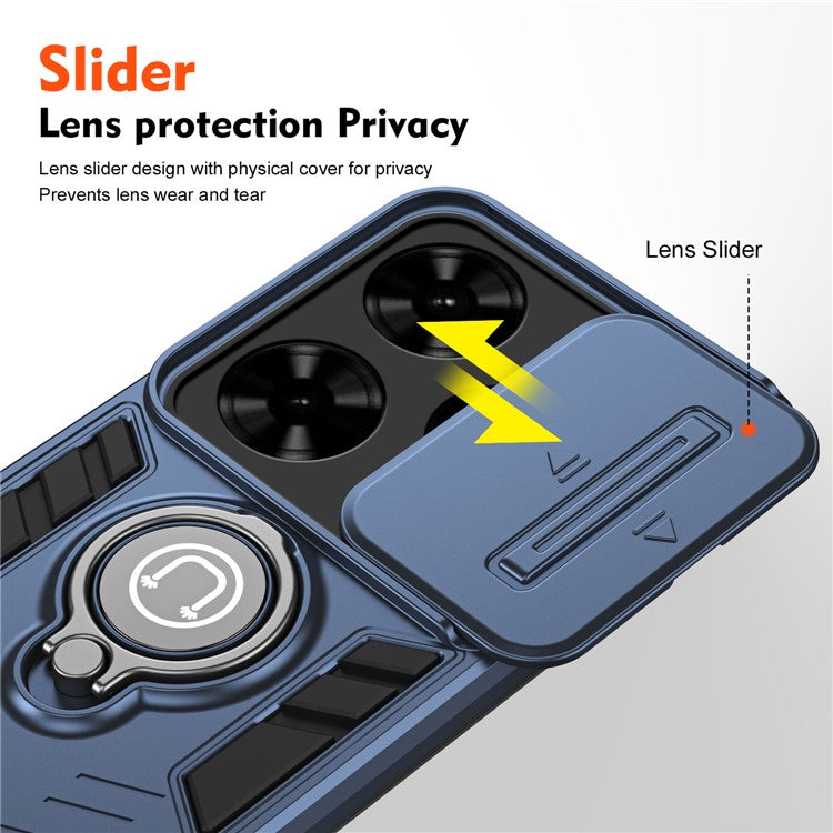 For TECNO Spark Go 2024 4G / Spark 20 / Infinix Smart 8 Case Kickstand PC+TPU Phone Cover - Blue