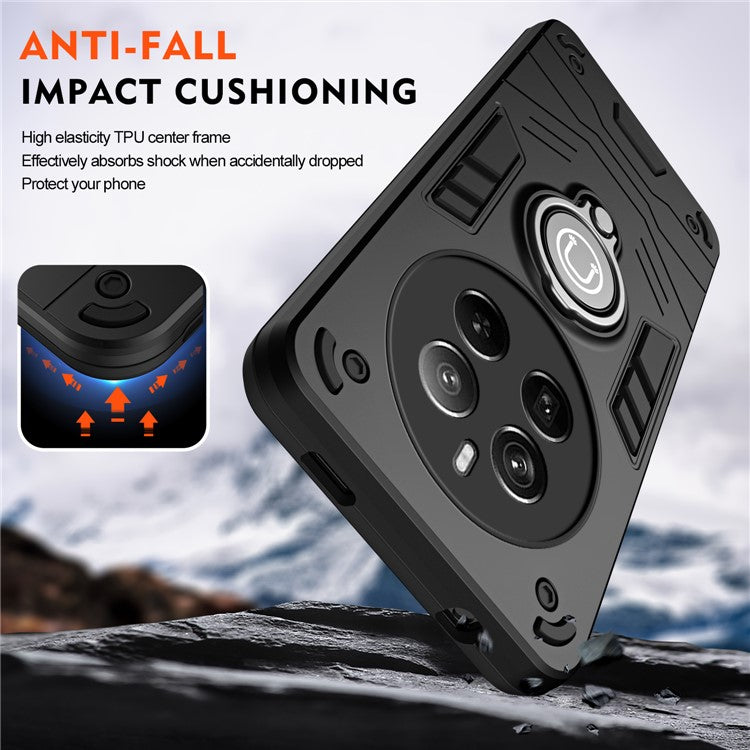 For Realme 12 Pro 5G / 12 Pro+ 5G Case PC+TPU Phone Cover with Ring Kickstand - Black