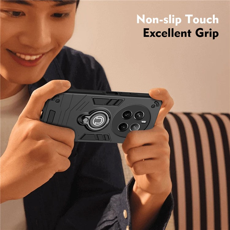 For Realme 12 Pro 5G / 12 Pro+ 5G Case PC+TPU Phone Cover with Ring Kickstand - Black