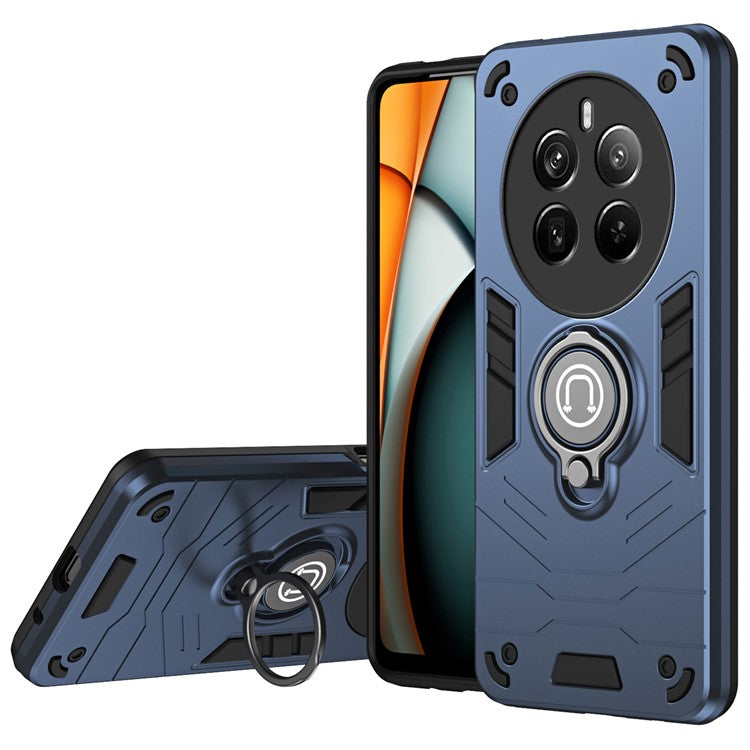 For Realme 12 Pro 5G / 12 Pro+ 5G Case PC+TPU Phone Cover with Ring Kickstand - Blue