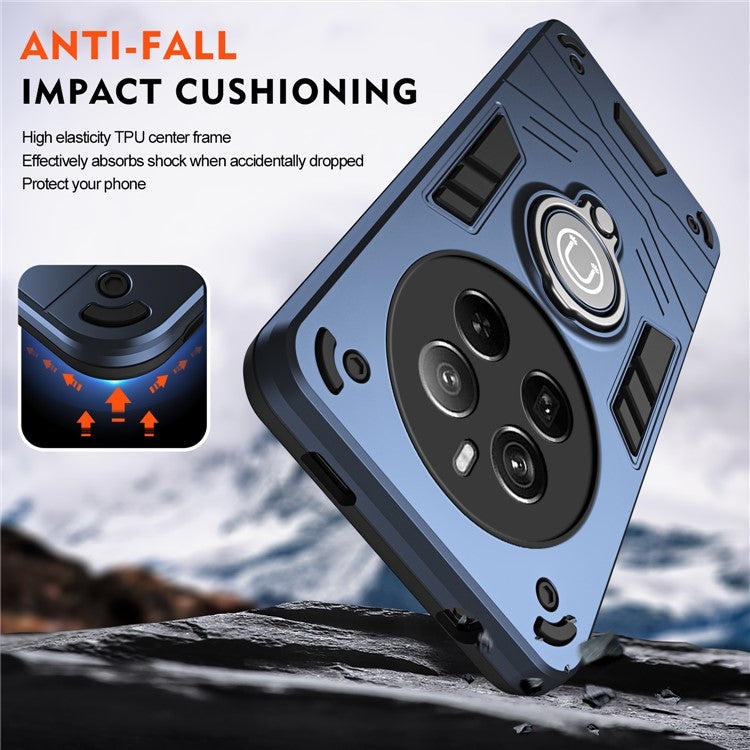 For Realme 12 Pro 5G / 12 Pro+ 5G Case PC+TPU Phone Cover with Ring Kickstand - Blue